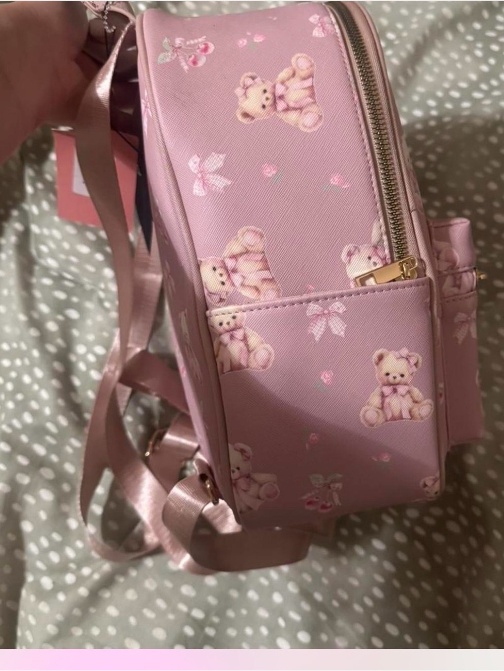 Pink Teddy Print Mini Backpack - Picture 3 of 4